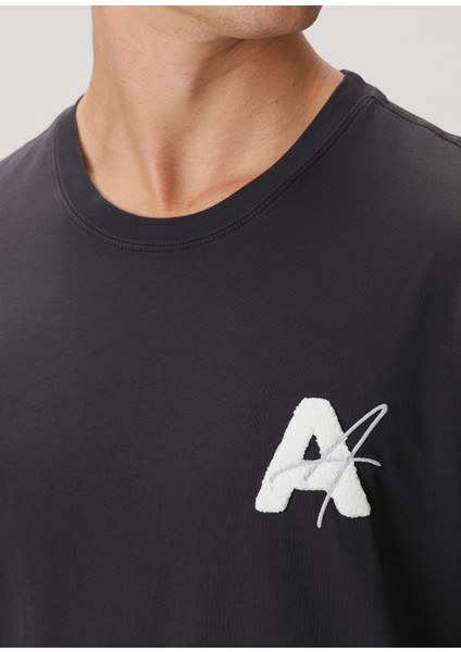 Antrasit Logo Nakışlı T-Shirt
