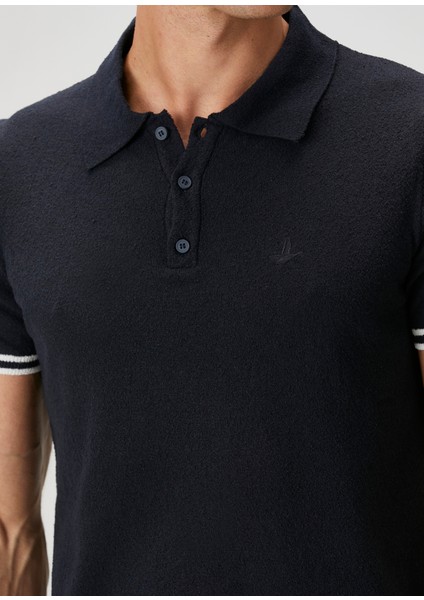Lacivert Polo Yaka Kısa Kollu Triko