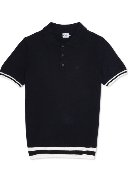 Lacivert Polo Yaka Kısa Kollu Triko