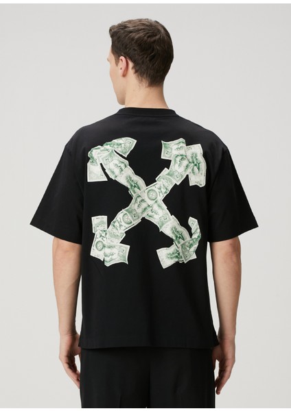 Siyah Banknot Baskılı T-Shirt
