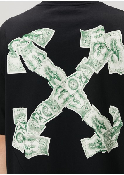 Siyah Banknot Baskılı T-Shirt