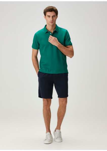 Koyu Yeşil Polo Yaka Basic T-Shirt modelleri