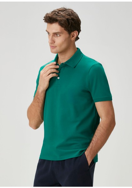 Koyu Yeşil Polo Yaka Basic T-Shirt fırsatları