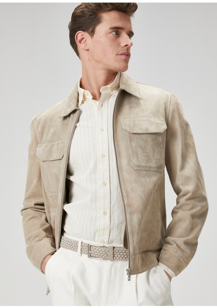 Slim Fit Krem Çizgili Gömlek fiyatları