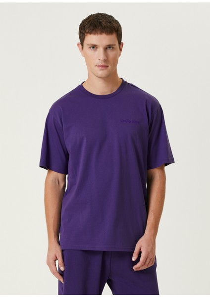 Mor Logo Nakışlı T-Shirt