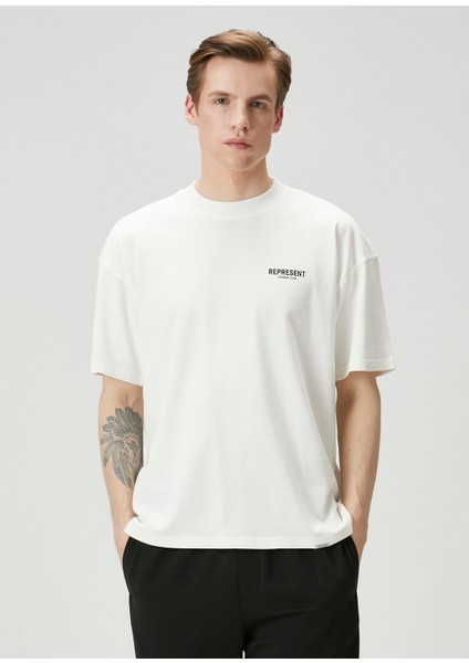 Krem Baskılı T-Shirt