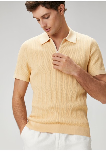 Nude Polo Yaka Kısa Kollu Triko