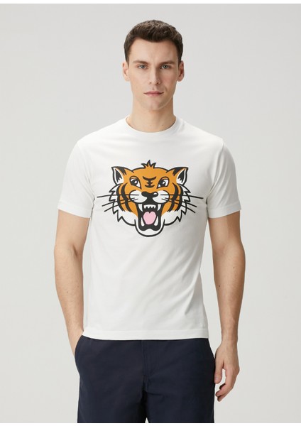Happy Tiger Kırık Beyaz T-Shirt
