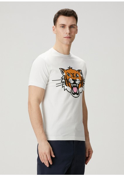 Happy Tiger Kırık Beyaz T-Shirt modelleri