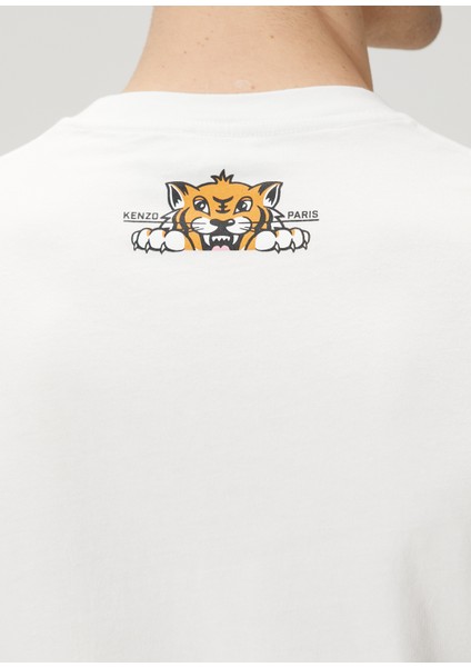 Happy Tiger Kırık Beyaz T-Shirt