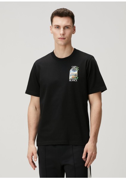 Siyah Baskılı Organik Pamuk T-Shirt