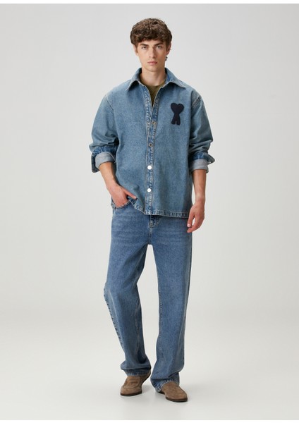 Mavi Logo Nakışlı Denim Gömlek fiyatları