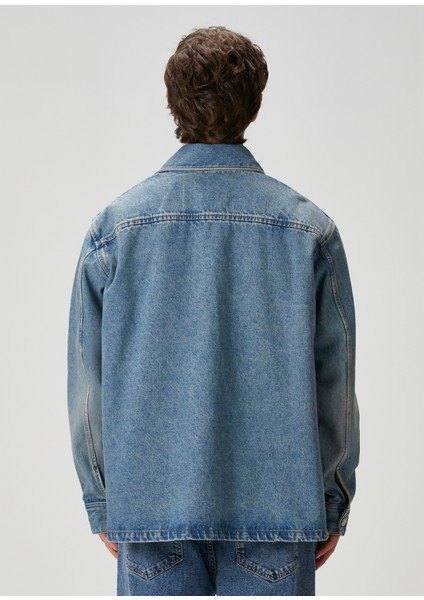 Mavi Logo Nakışlı Denim Gömlek fırsatları