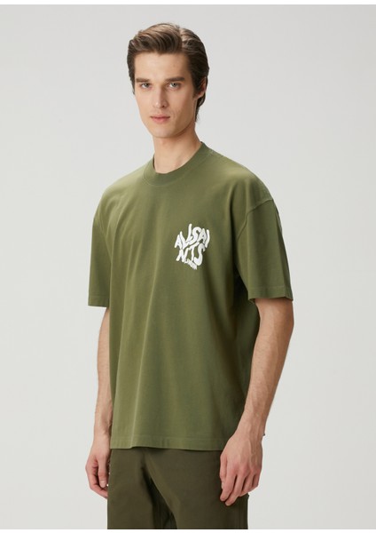 Orlando Haki Logo Baskılı Oversized T-Shirt