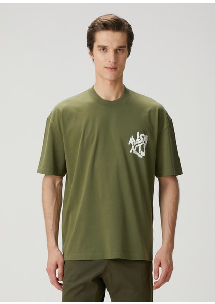 Orlando Haki Logo Baskılı Oversized T-Shirt modelleri