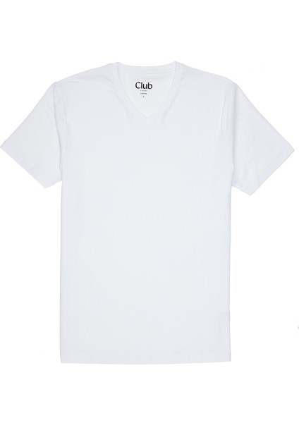 Beyaz V Yaka T-Shirt