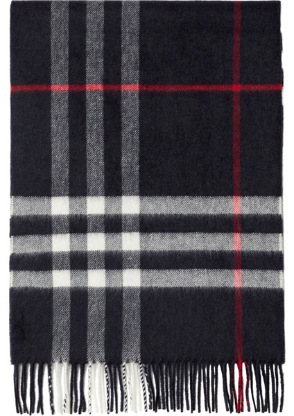 Check Lacivert Kaşmir Unisex Atkı