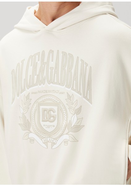 Kırık Beyaz Kapüşonlu Logo Detaylı Sweatshirt indirimleri