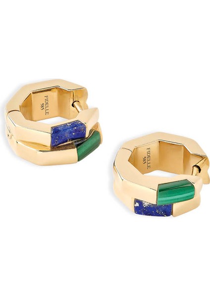 Rubik Was Here Malachite ve Lapis Taşlı 14 Ayar Altın Kadın Küpe