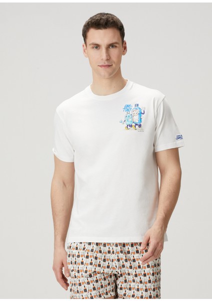 Portofino Mavi Beyaz Baskılı T-Shirt