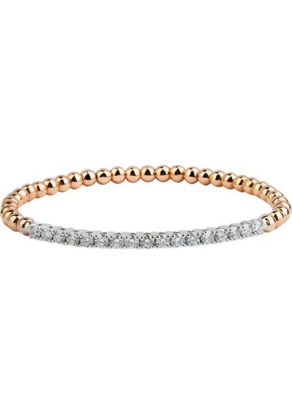 Rose Gold 14 Ayar Altın Pırlanta Kadın Bilezik