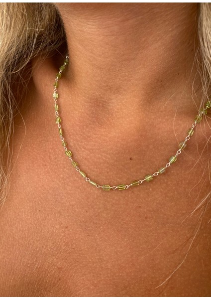 Peridot Taşlı Gümüş Kadın Kolye