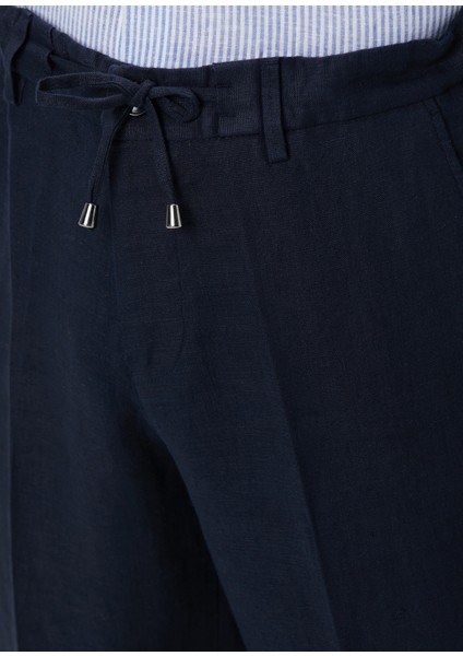 Lacivert Keten Pantolon