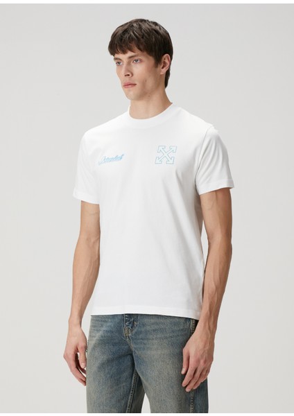 Beyaz Logo Baskılı T-Shirt modelleri