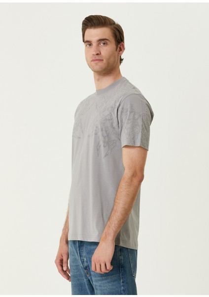 Gri Omuzu Baskılı T-Shirt modelleri