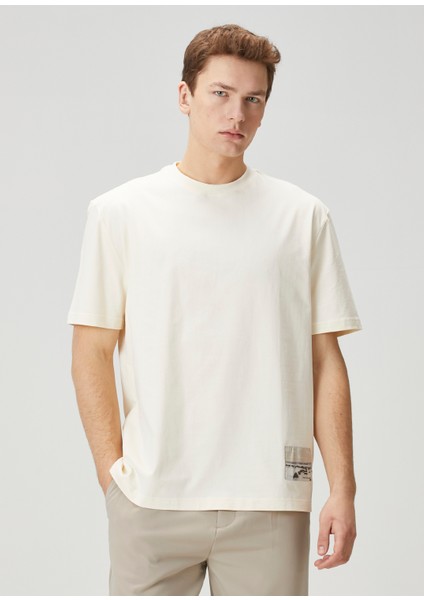 Relaxed Fit Beyaz Manzara Baskılı T-Shirt