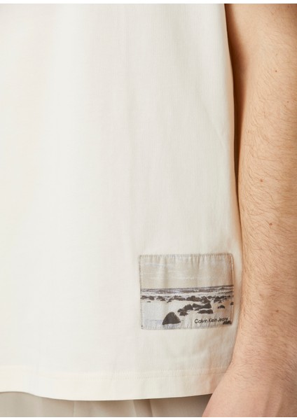 Relaxed Fit Beyaz Manzara Baskılı T-Shirt