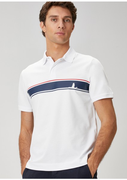Beyaz Kaz Logolu Polo T-Shirt