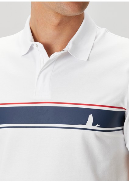 Beyaz Kaz Logolu Polo T-Shirt