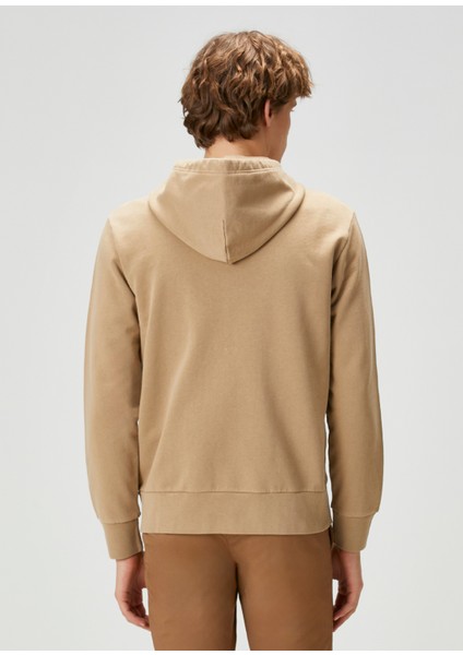 Bej Kapüşonlu Sweatshirt