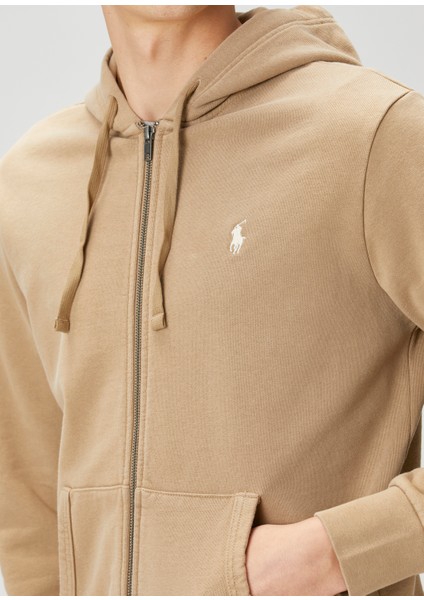 Bej Kapüşonlu Sweatshirt