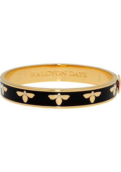 Bee Black Gold Hinged Bangle Bileklik
