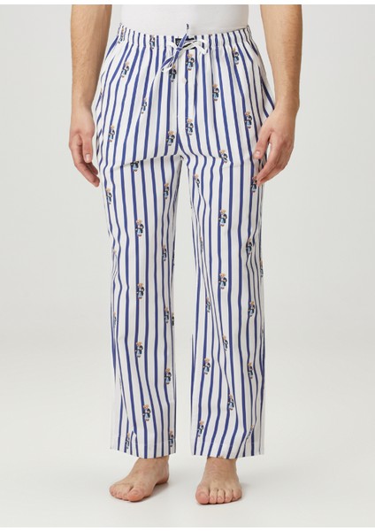 Mavi Beyaz Beli Kordonlu Çizgili Pijama Altı fiyatları