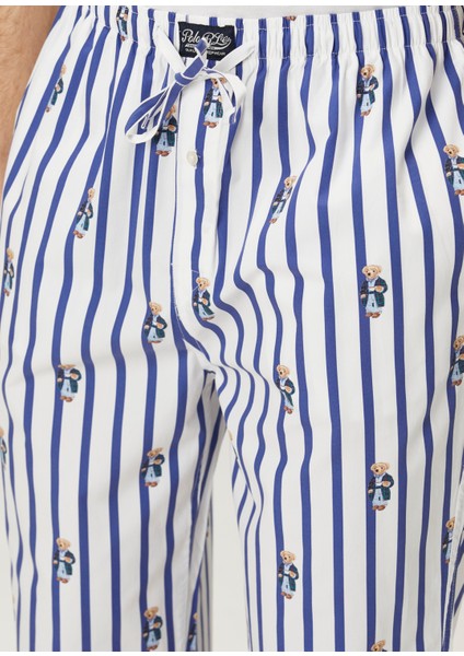 Mavi Beyaz Beli Kordonlu Çizgili Pijama Altı fırsatları