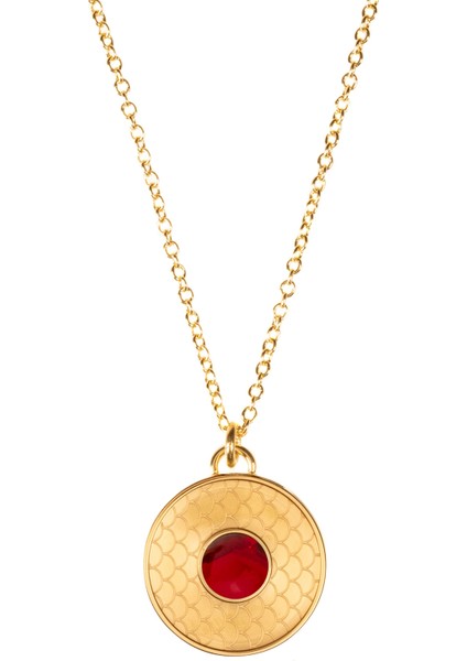 Salamander Cabochon Ruby Gold 18 Ayar Altın Kaplama Kadın Kolye