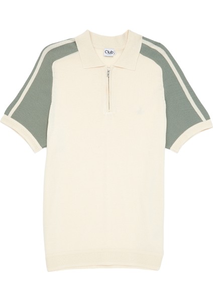 Krem Polo Yaka Kısa Kollu Triko
