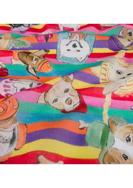 Woof Woof Rainbow Pamuk Fular