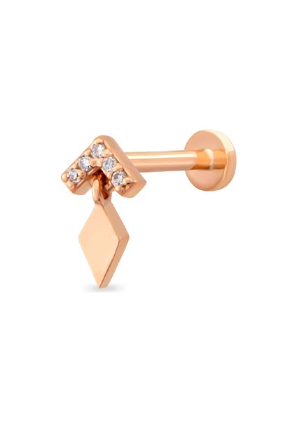 Vina Pırlanta Taşlı 14 Ayar Rose Altın Piercing