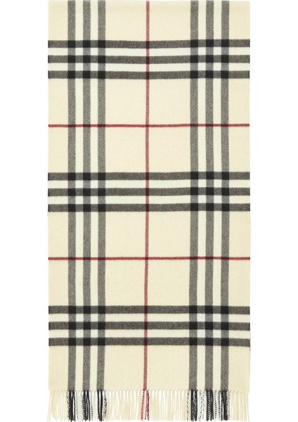 Wide Check Krem Rengi Kaşmir Unisex Atkı