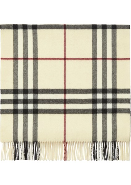Wide Check Krem Rengi Kaşmir Unisex Atkı