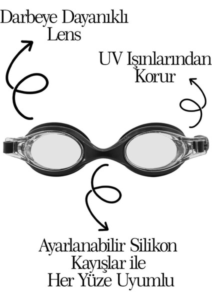 4'lü Yüzücü Gözlüğü ve Tıkaçlı Silikon Bone Seti, Havuz ve Deniz Için
