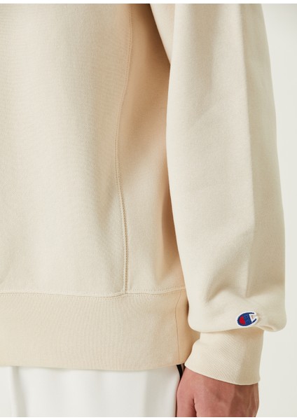 Krem Logo Nakışlı Sweatshirt