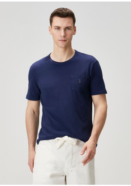 Lacivert Logo Nakışlı T-Shirt