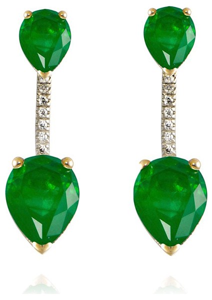 Toi & Moi Emerald Ear Jackets 925 Ayar Gümüş Kadın Küpe fiyatları