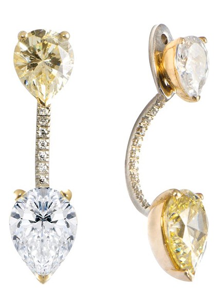 Toi & Moi Champagne Ear Jackets 925 Ayar Gümüş Kadın Küpe