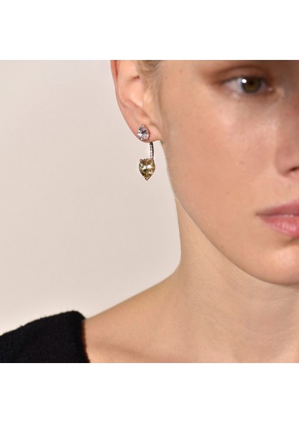 Toi & Moi Champagne Ear Jackets 925 Ayar Gümüş Kadın Küpe modelleri